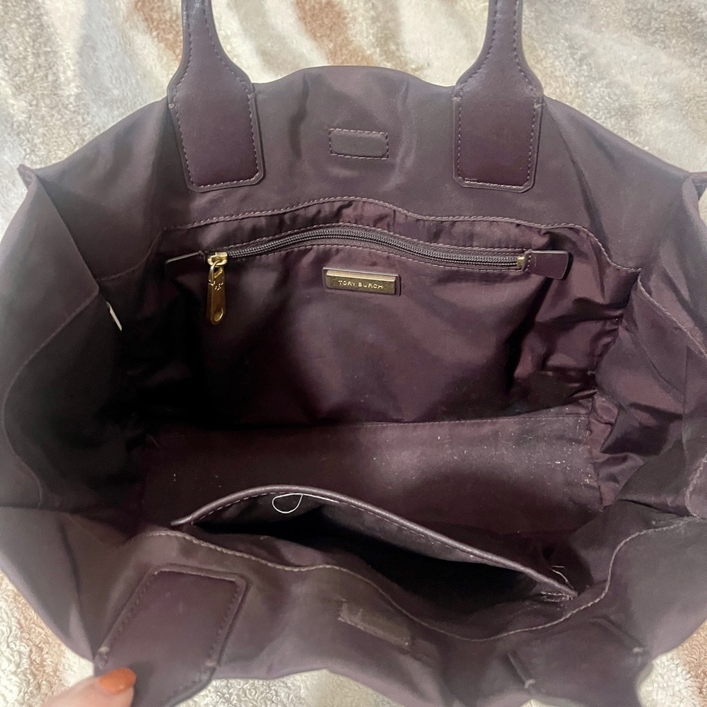 Tory Burch Dark Brown Canvas Tote - Picture 4 of 5